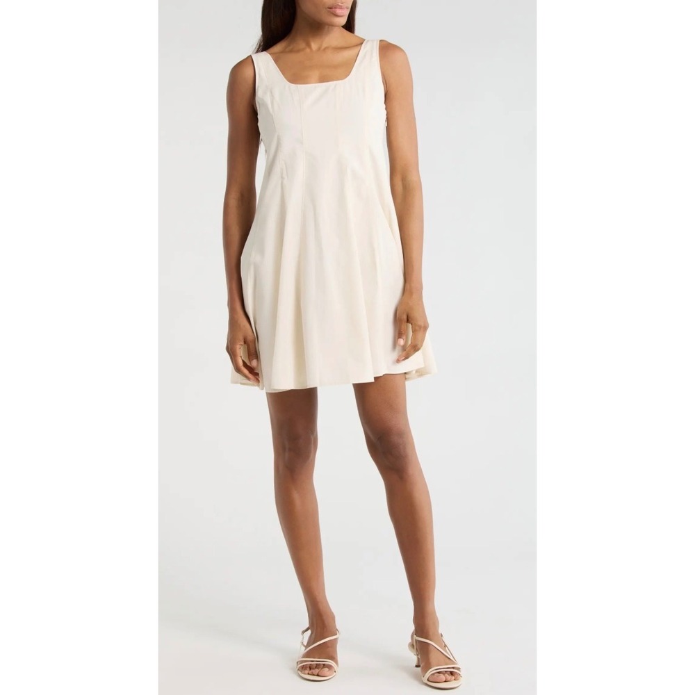 Theory Womens Eggshell White Sleek Poplin SL Seam Flare Dress Q0205632 Size 4
